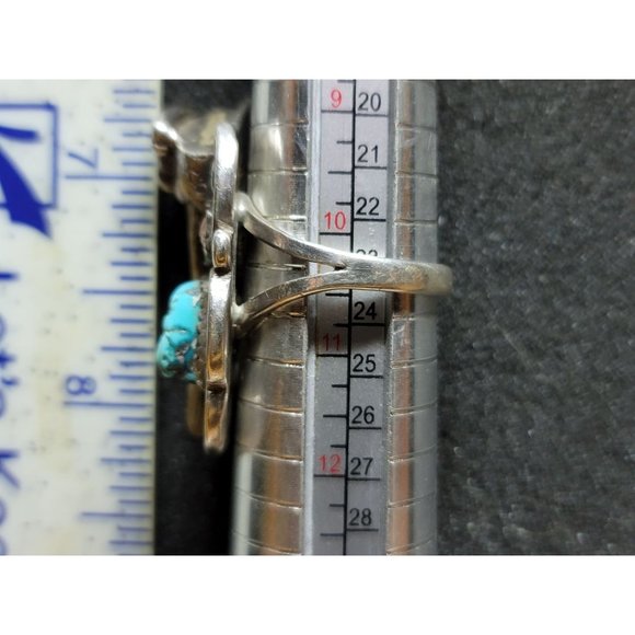 Vintage Native Made Wolf Claw Turquoise Coral Men's Ring Size 10.5 - Picture 3 of 4